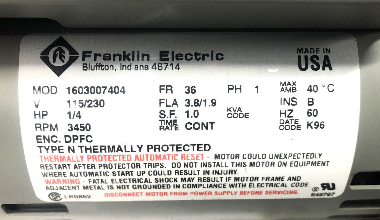 Fisher Scientific Maxima C Plus M4C Vacuum Pump W/ Franklin Motor 01-257-4C NOS