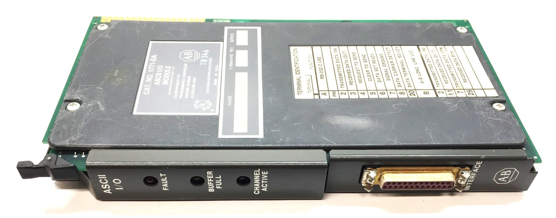 Allen-Bradley ASCII I/O Module 1771-DA Firmware Rev.B / Ser.A (960037) USED