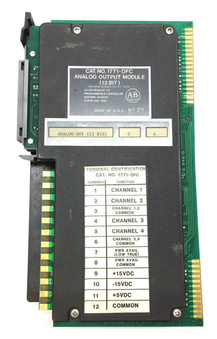 Allen-Bradley 12-Bit Analog Output Module 1771-OFC Firmware Rev.C/Ser.A USED