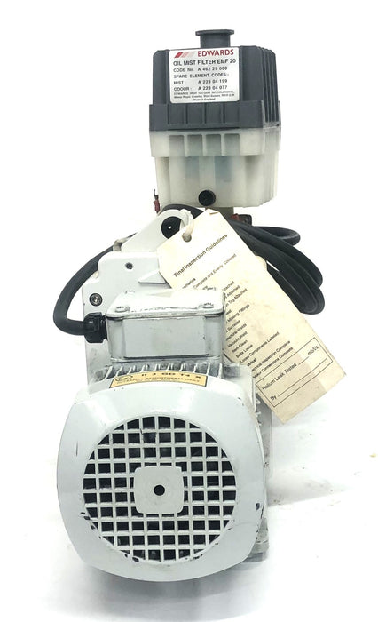 Edwards Leroy Somer 3-LS71 Rotary Vane Pump With Oil Mist Filter RV12 USED
