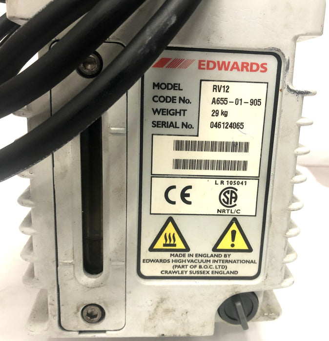 Edwards Leroy Somer 3-LS71 Rotary Vane Pump With Oil Mist Filter RV12 USED