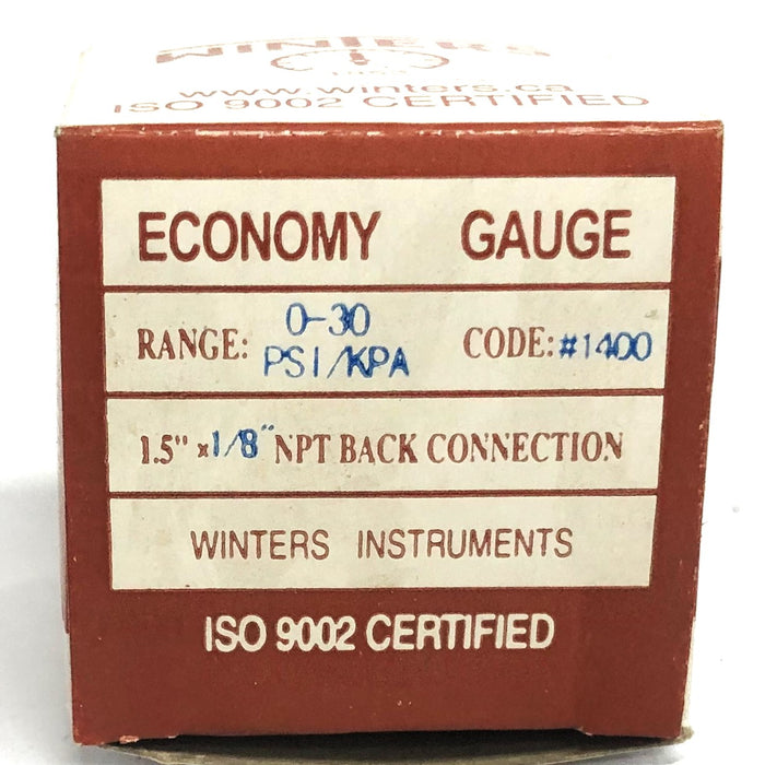 Winters 0-30 PSI/KPA 1.5x1/8 Inch NPT Economy Gauge #1400 [Lot of 2] NOS