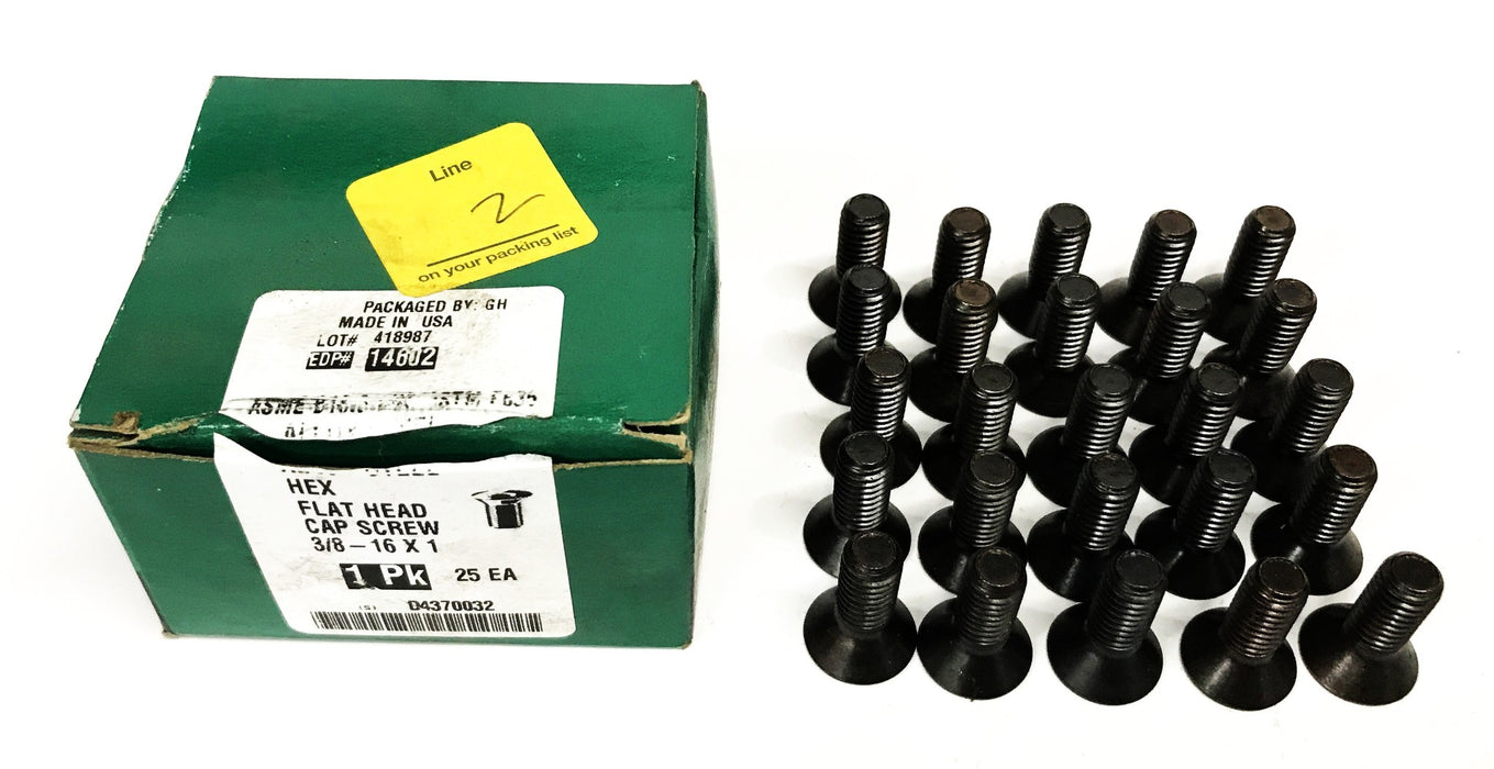 GH Hex Flat Head Cap Screws 3/8-16 x 1 inch [Lot of 50] NOS