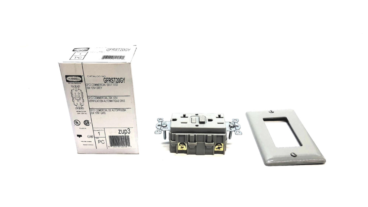 Hubbell GFCI Commercial Self Test 20A 125V Grey Receptacle GFRST20GY NOS