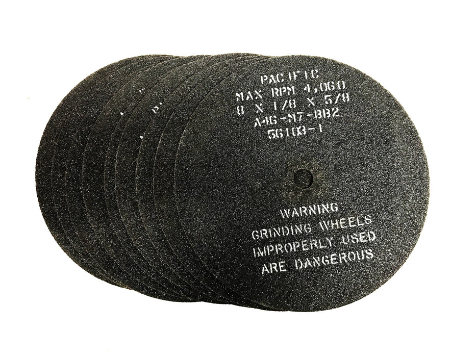Pacific Grinding Wheel 8 inch x 1/8 inch with 5/8 inch Bore A46 [Lot of 9] NOS