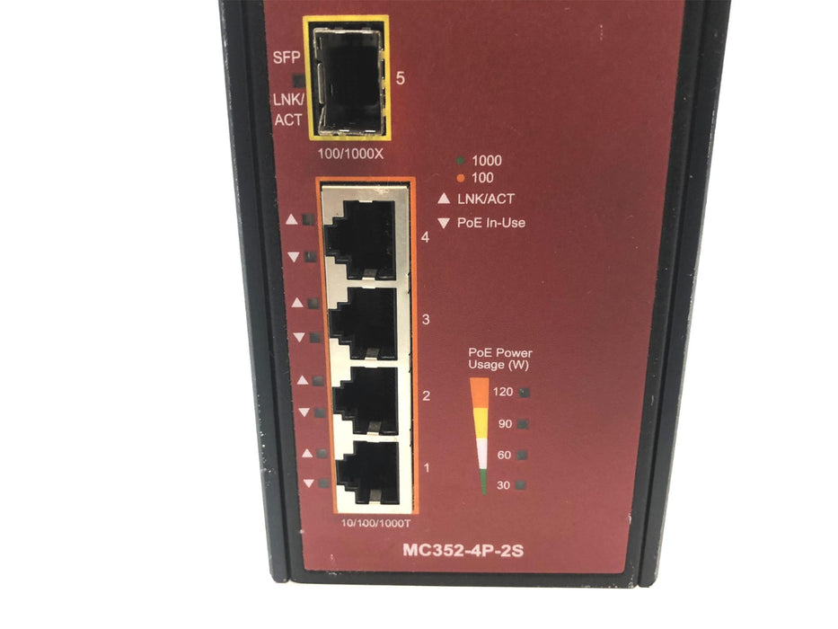 Interlogix Industrial Ethernet Media Converter (Untested) MC352-4P-2S USED