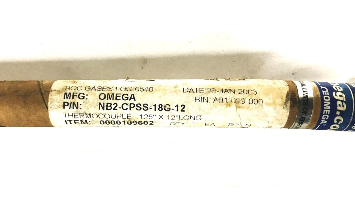 Omega Thermocouple Probe NB2-CPSS-18G-12 NOS