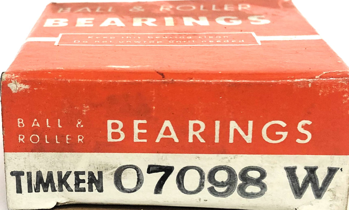 Timken Tapered Roller Bearing Cone 07098-W NOS