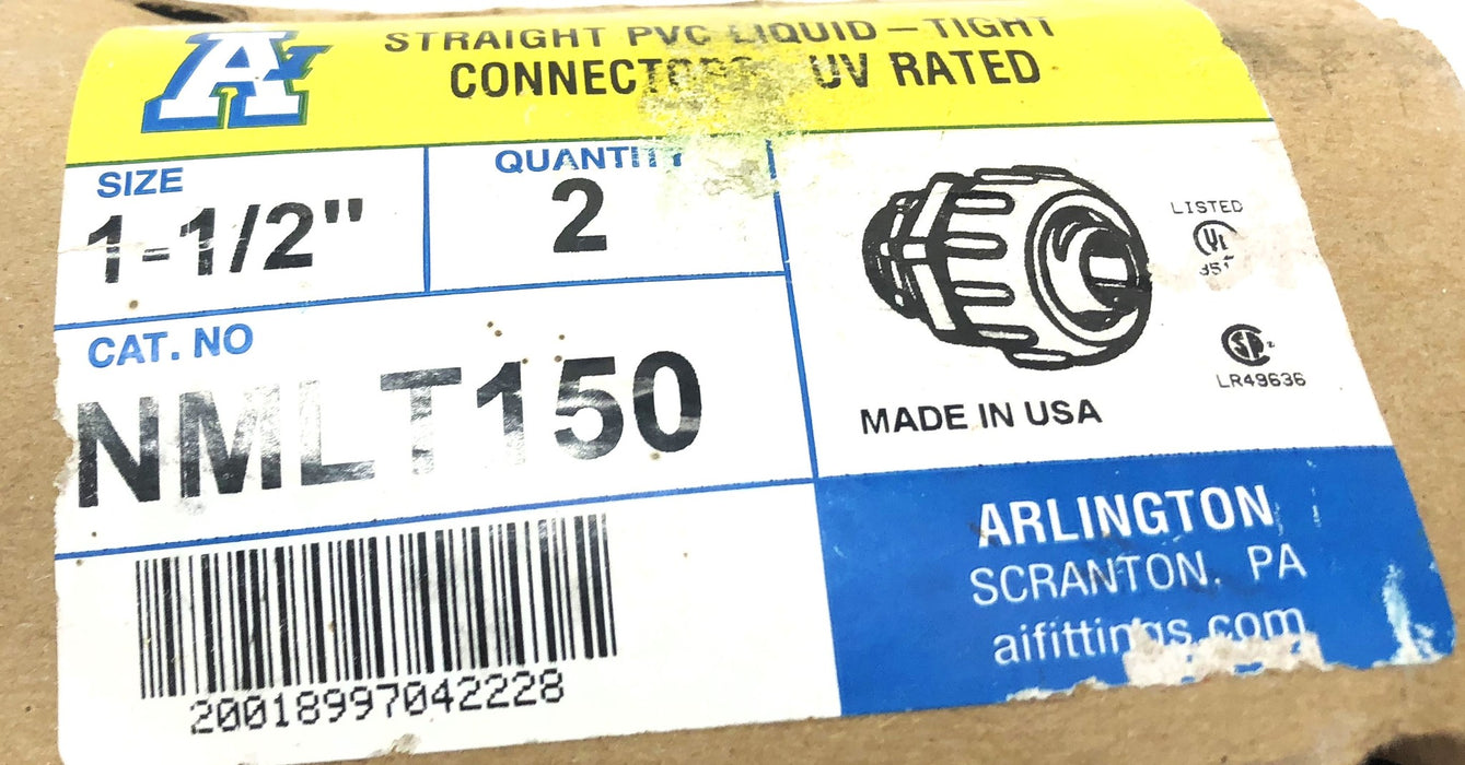 Arlington Pack of (2) Straight PVC Liquid-Tight UV Rated Connectors NMLT150 USED