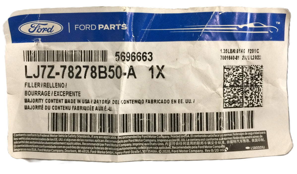 Ford Parts Rear Fender Wheel Liner LJ7Z-78278B50-A NOS