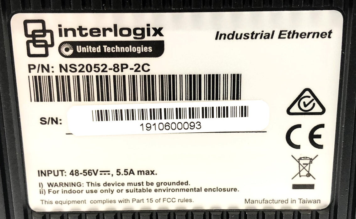 Interlogix 8-Port Fast Ethernet PoE+ Unmanaged Switch NS2052-8P-2C NOS