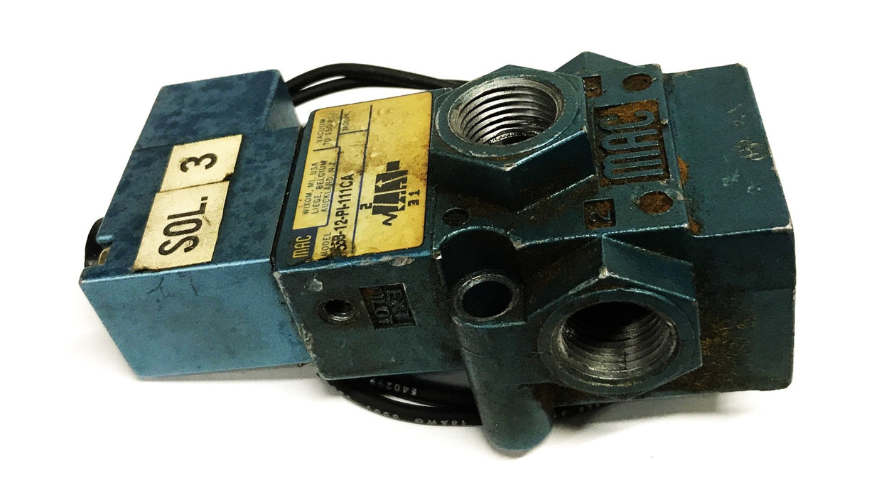 Mac Valves 3-Way Series 55 Solenoid Valve 55B-12-PI-111CA USED