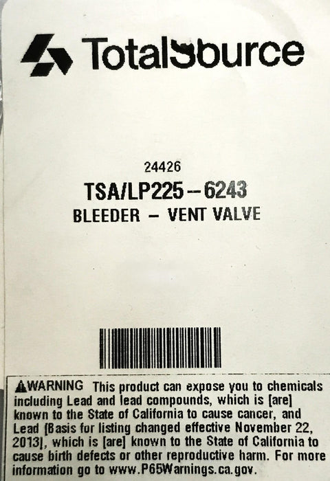 Total Source Forklift Vent Valve Bleeder LP225-6243 [Lot of 5] NOS