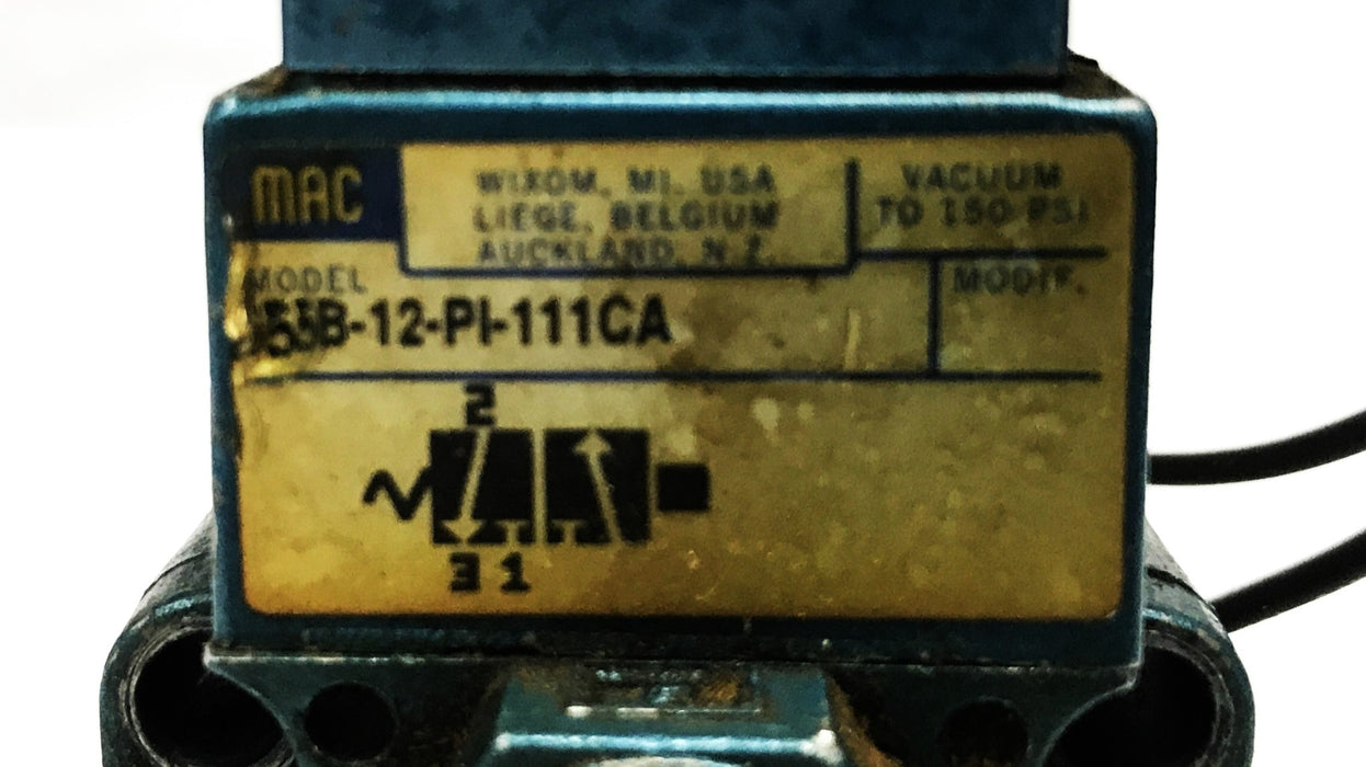 Mac Valves 3-Way Series 55 Solenoid Valve 55B-12-PI-111CA USED
