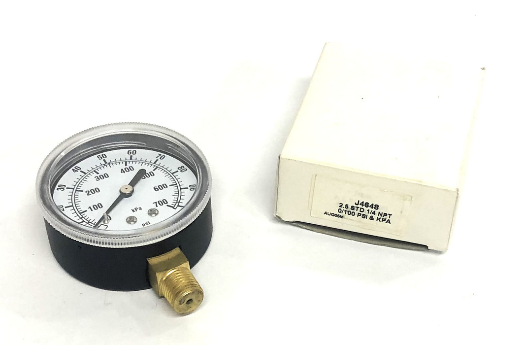 Marsh 2.5 STD 1/4 NPT 0/100 PSI/KPA Pressure Gauge J4648 NOS