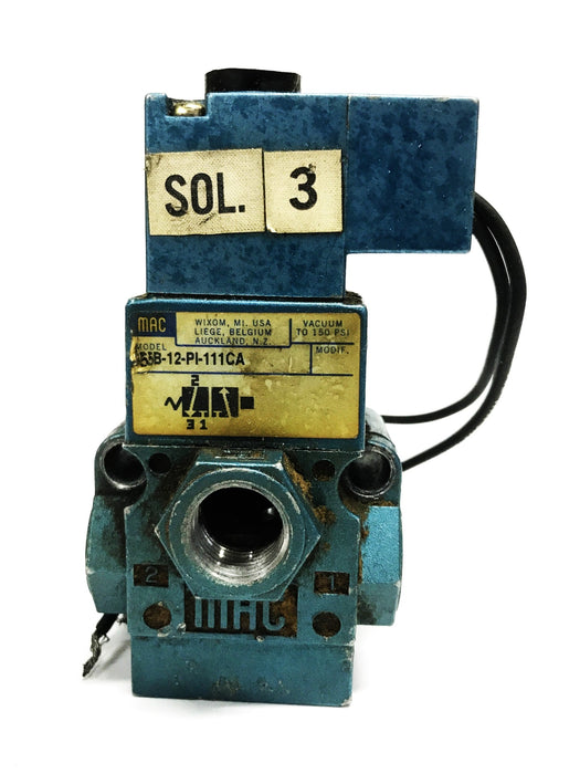 Mac Valves 3-Way Series 55 Solenoid Valve 55B-12-PI-111CA USED