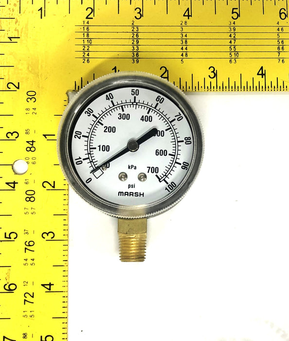 Marsh 2.5 STD 1/4 NPT 0/100 PSI/KPA Pressure Gauge J4648 NOS