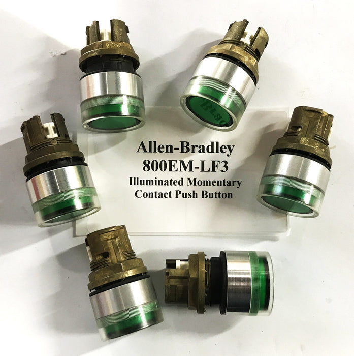 Allen-Bradley Illuminated Momentary Contact Push Button 800EM-LF3 [Lot of 6] NOS