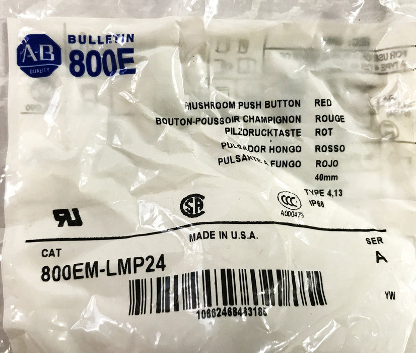 Allen-Bradley Red Push Button Switch 800EM-LMP24 NOS