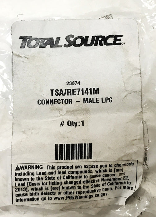 Total Source Male LPG Connector RE7141M [Lot of 3] NOS