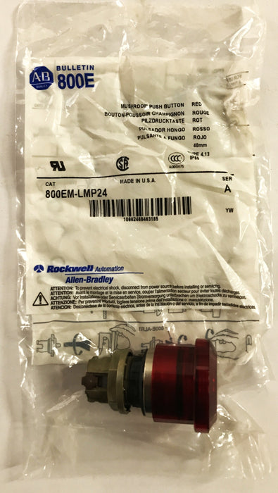 Allen-Bradley Red Push Button Switch 800EM-LMP24 NOS