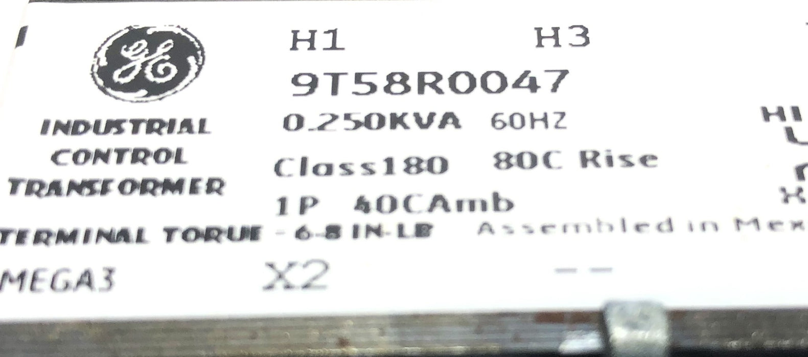General Electric Class 180 .250KVA 60HZ Control Transformer 9T58R0047 USED