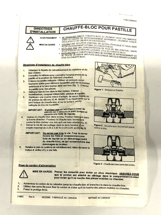 Zerostart Temro Engine Heater Freeze Plug/Immersion 17890 NOS