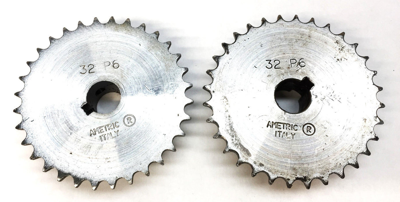 Ametric Roller Chain Sprocket 1/2" Bore with Keyway 32P6 [Lot of 2] USED