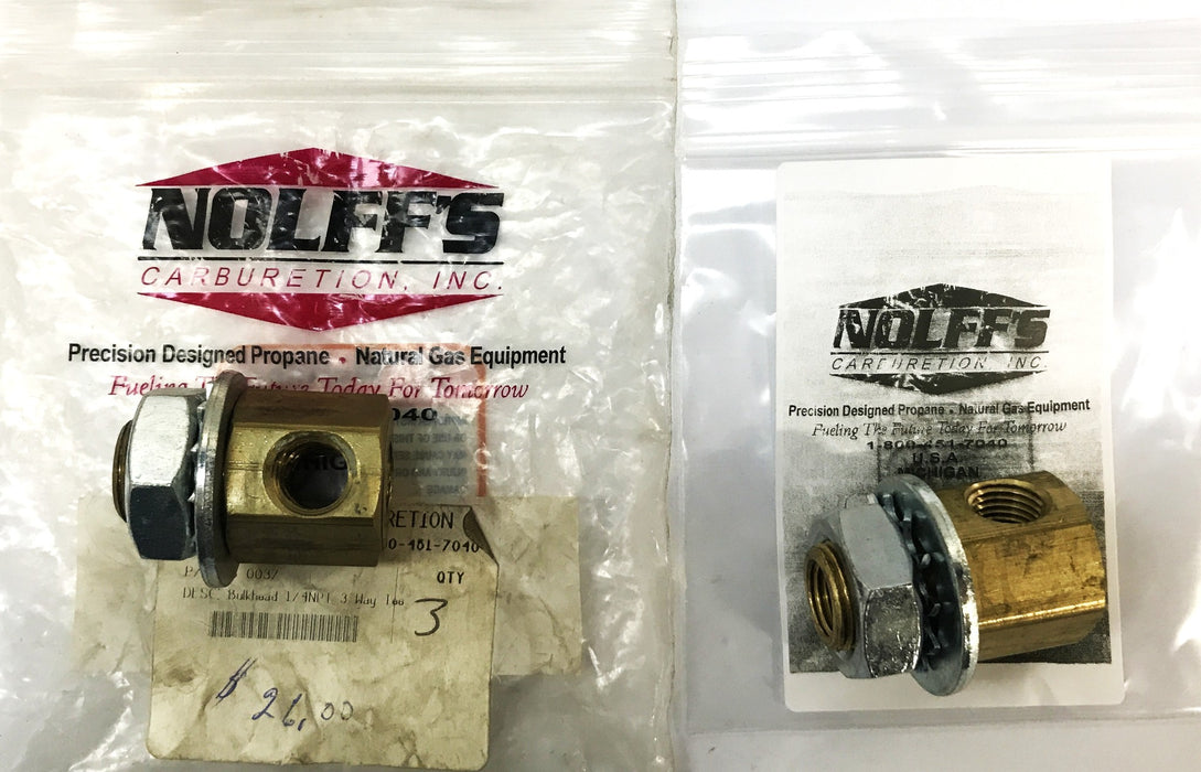 Nolff's Carburetor 3-Way 1/4 inch Bulkhead Fitting N3-0037 [Lot of 2] NOS