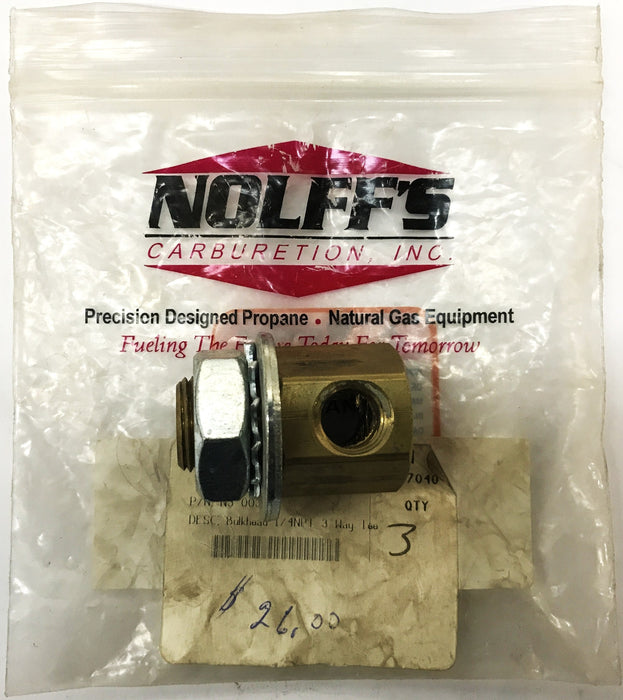 Nolff's Carburetor 3-Way 1/4 inch Bulkhead Fitting N3-0037 [Lot of 2] NOS