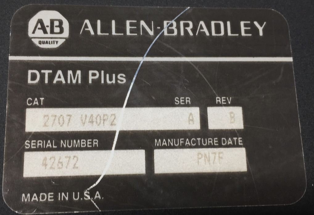 Allen-Bradley DTAM Plus Operator Interface 2707V40P2 USED