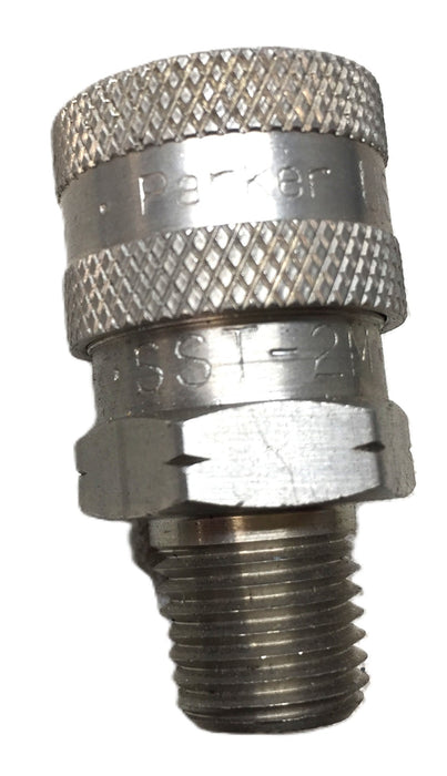 Parker 1/4" Quick Connect Chromium-6 Free Hydraulic Coupling SST-2M NOS
