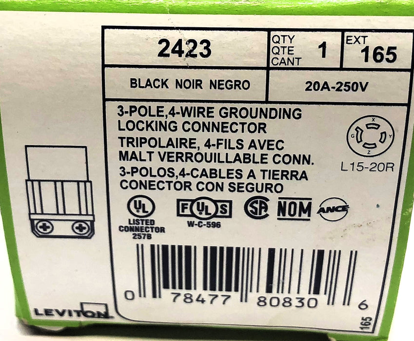 Leviton 3-Pole 4-Wire Grounding Connector 2423 NOS
