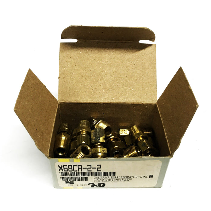 Parker 1/8 inch Brass Compression Fitting X68CA-2-2 [Box of 20] NOS