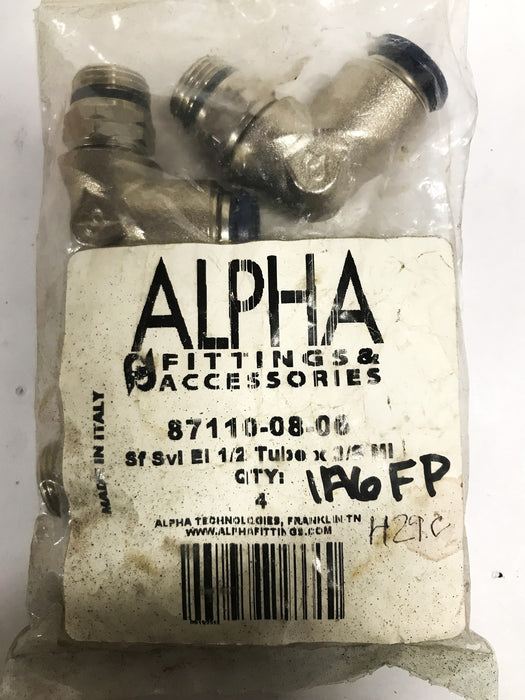 Alpha 1/2 Swivel Elbow 87110-08-06 [Lot of 4] NOS