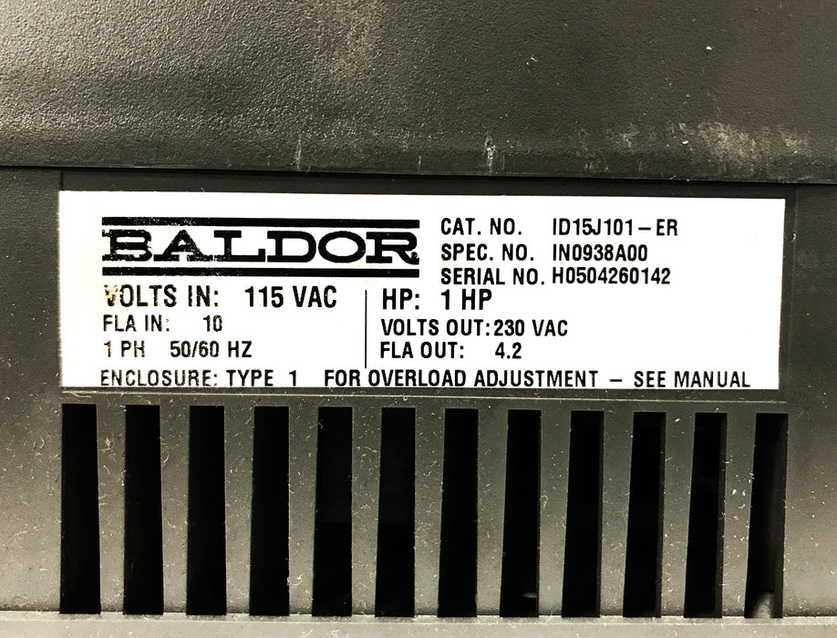 Baldor Adjustable Speed Drive Inverter/Controller ID15J101-ER NOS