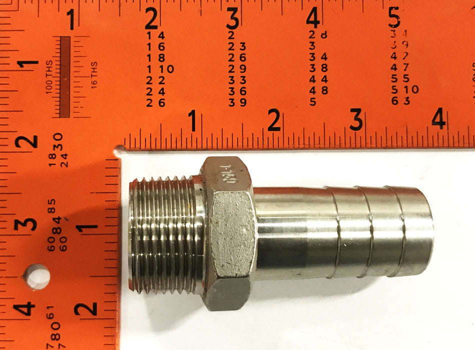 Unbranded 1 inch Male TC-316 Steel Barb Hose Fitting [Lot of 4] NOS