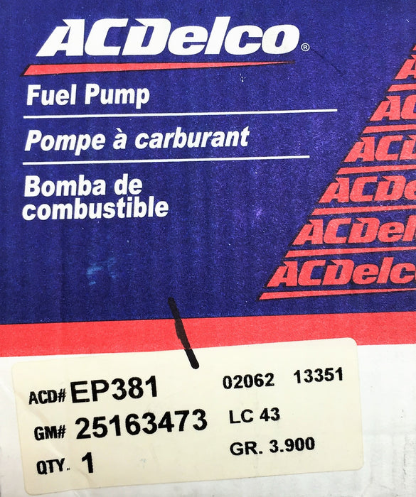 AC DELCO/GM Fuel Pump EP381 (25163473) NOS
