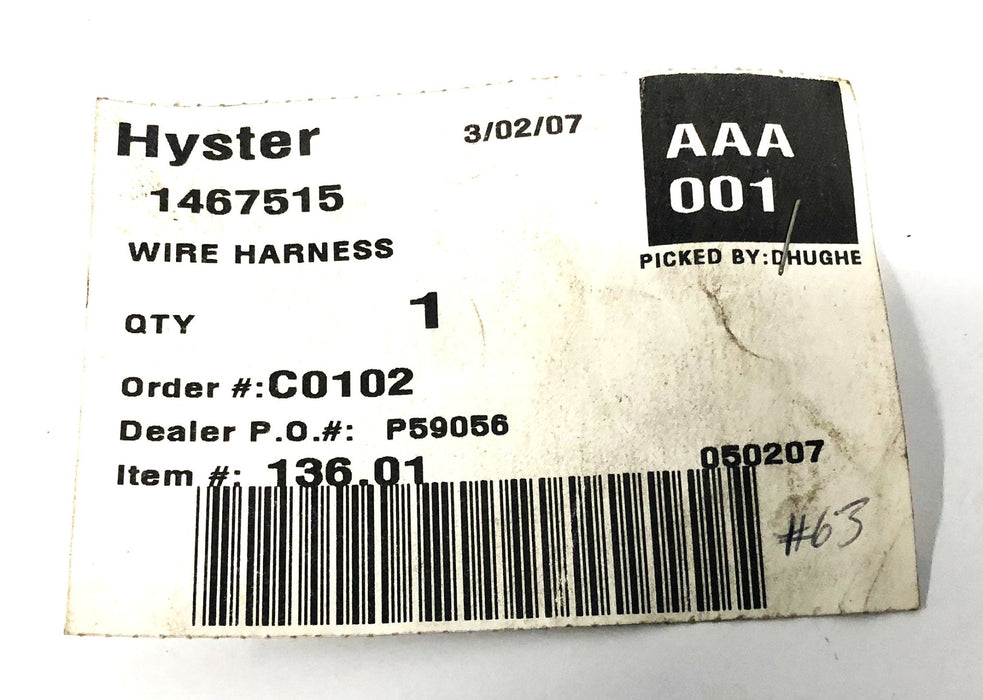 Hyster Forklift Wire Harness 1467515 NOS