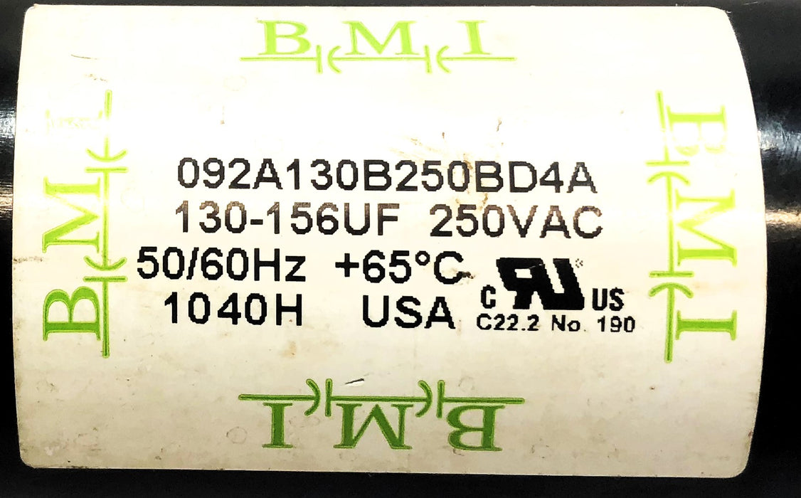 BMI Motor Start Capacitor 092A130B250BD4A NOS