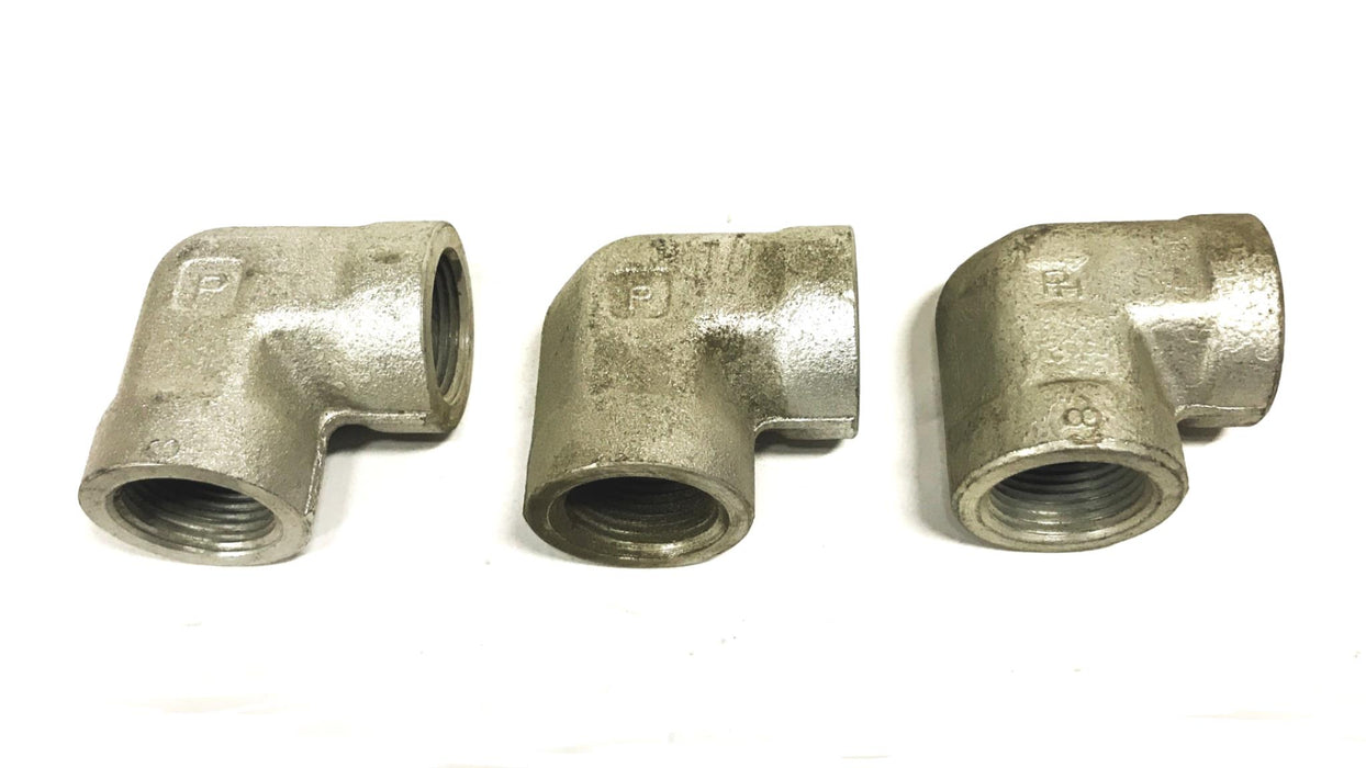 Parker 3/4 inch Female Galvanized Steel 90-degree Pipe Elbow [Lot of 3] NOS
