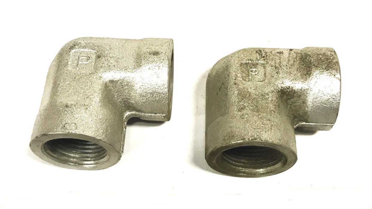 Parker 3/4 inch Female Galvanized Steel 90-degree Pipe Elbow [Lot of 2] NOS