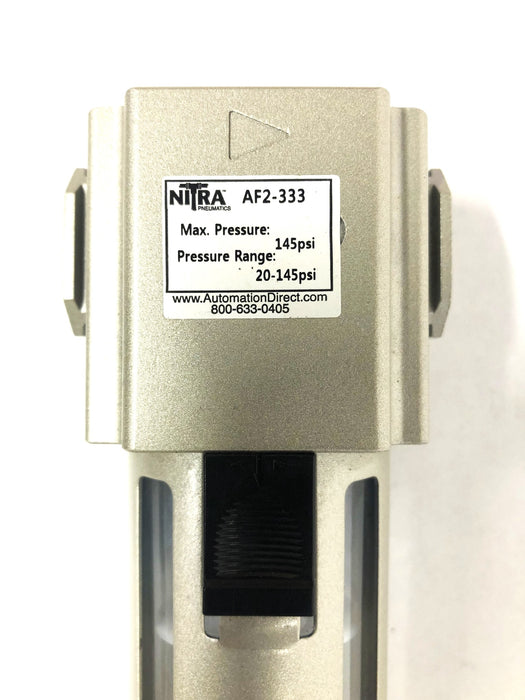 Automation Direct Nitra 300 Series 3/8NPT Polycarbonate Bowl Filter AF2-333 NOS