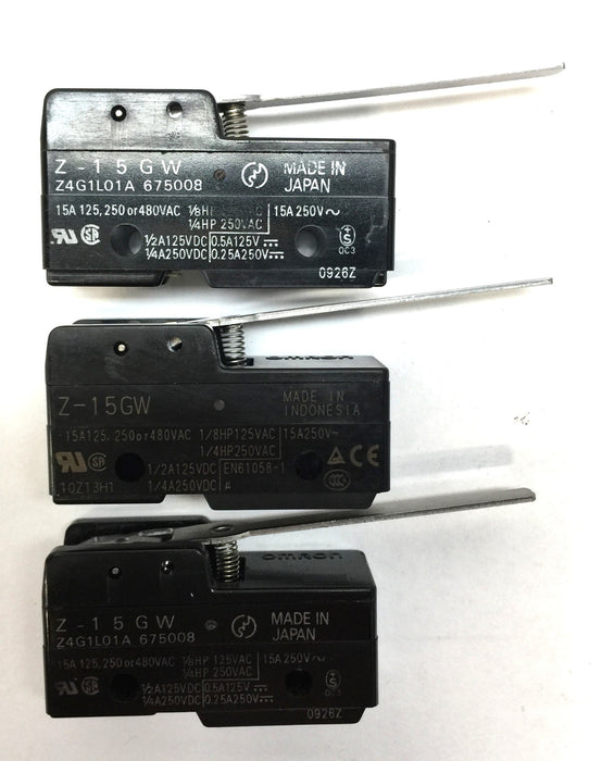 Omron General Purpose Switch Z-15GW [Lot of 3] NOS