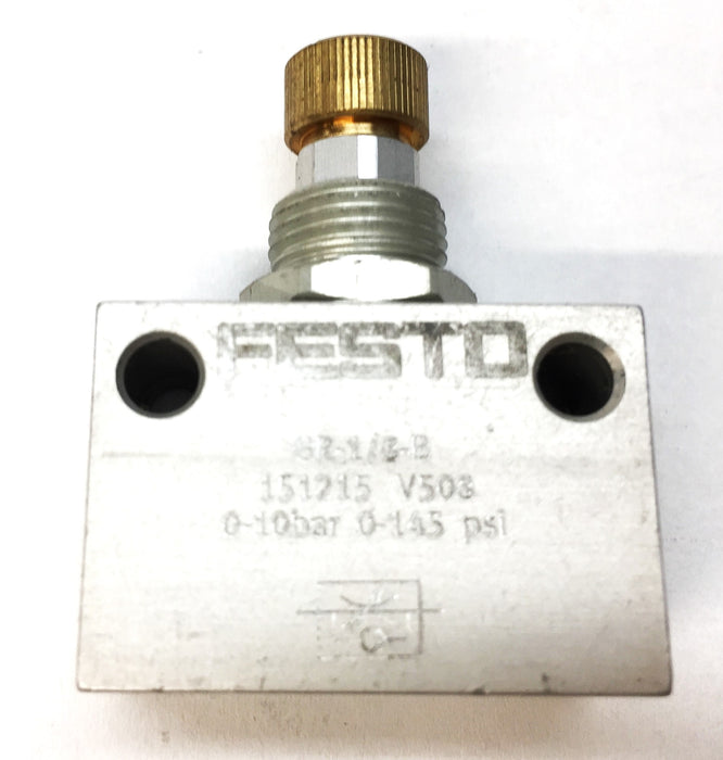 Festo One Way Adjustable Flow Control Valve GR-1/8-B 151215V508 NOS