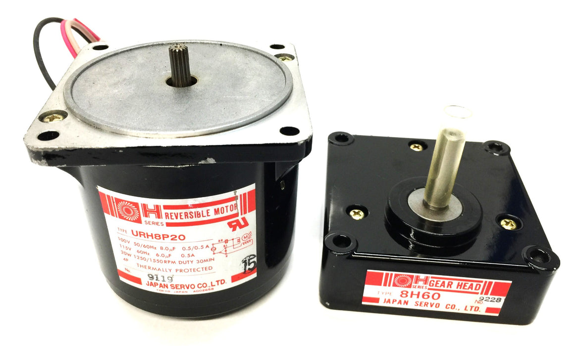 Japan Servo Reversible Motor URH8P20 with Japan Servo Gearhead 8H60 NOS