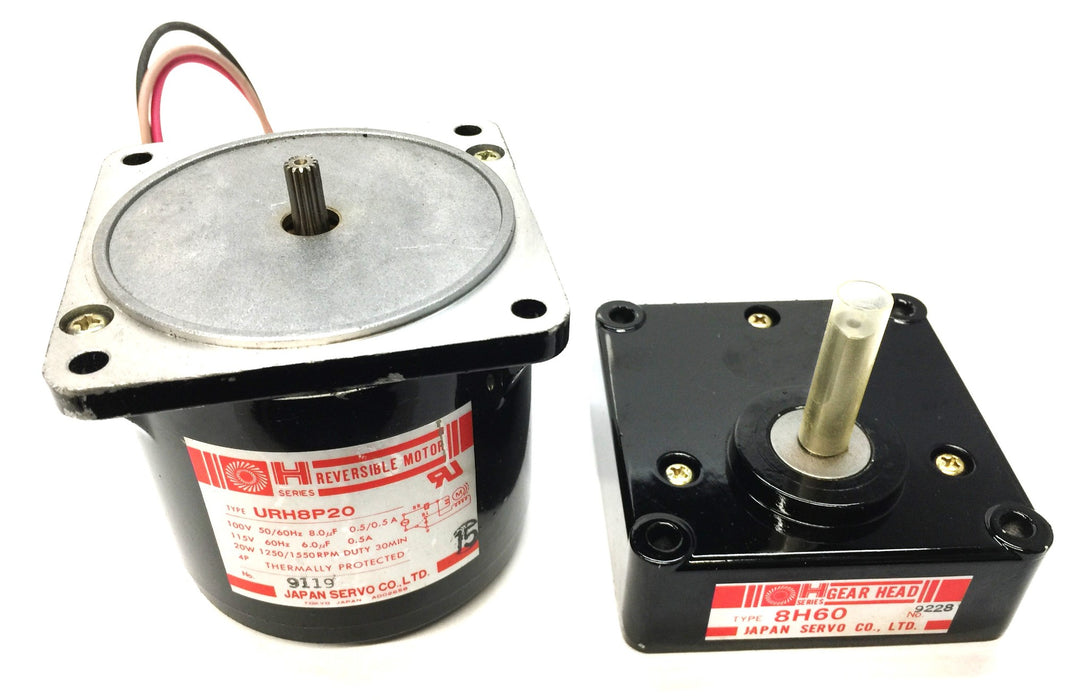 Japan Servo Reversible Motor URH8P20 with Japan Servo Gearhead 8H60 NOS