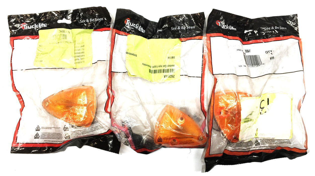 Truck-Lite Amber Cat-Eye Light Assembly 26354Y [Lot of 3] NOS