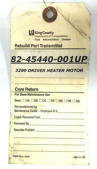 Red Dot Heater Blower W/ 27.6V PF24212R RD-5-9245-24 Motor 82-45440-001UP USED