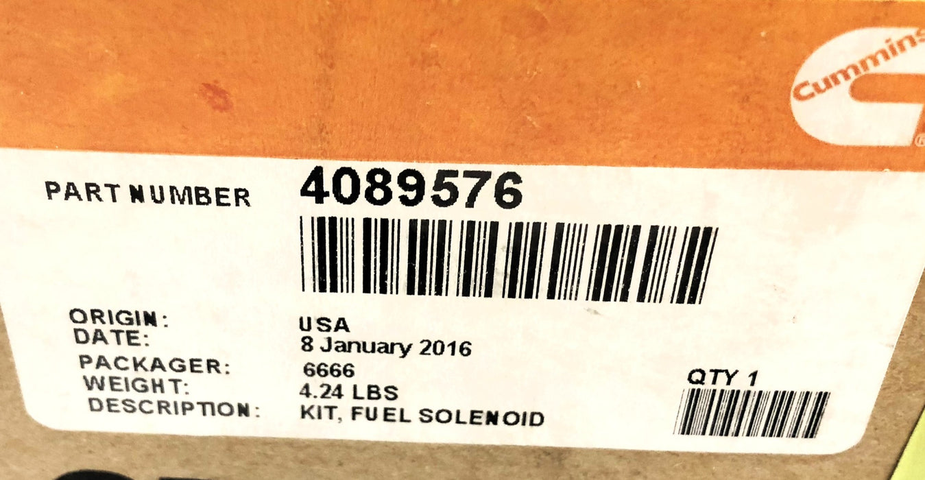 Cummins Fuel Shutoff Solenoid Kit (Ripped Off Boot) 4089576 NOS